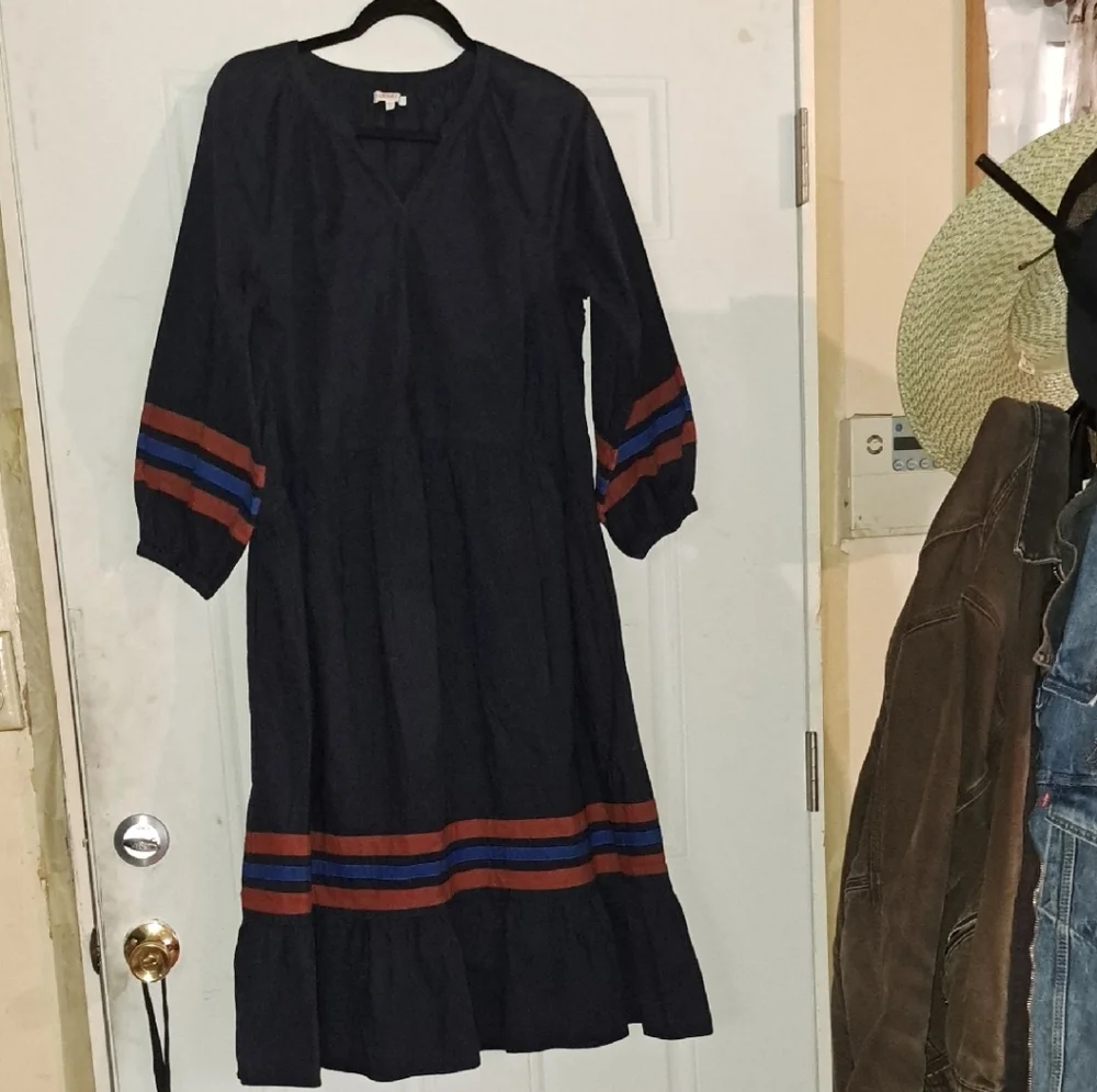 Sundry Anthropologie,Navy Dress with Red and Blue Accents - Picture 3 of 13